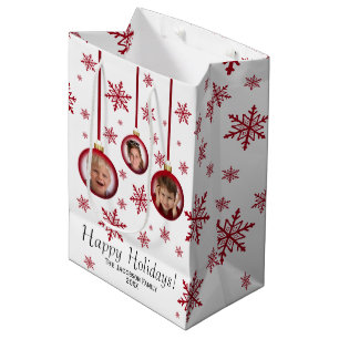 Unique Red Bauble Ornament 3 Foto Weihnachten Mittlere Geschenktüte