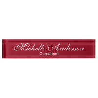 Unique Red Carmine Script Consultant Namplate