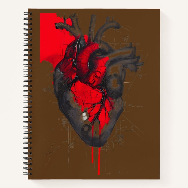 Unique Red Splatter Human Heart Notebook Notizbuch (Vorderseite)