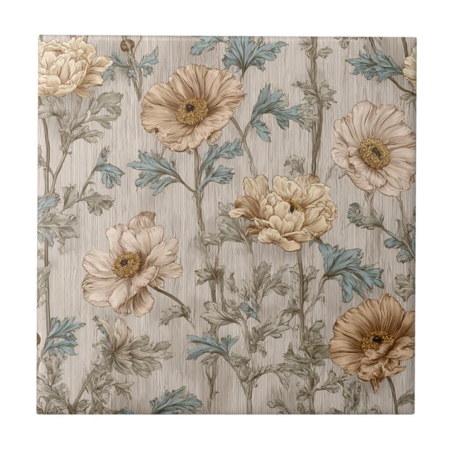 Unique Retro Ranunculus  Tiles  For Cozy Interiors Fliese (Vorderseite)