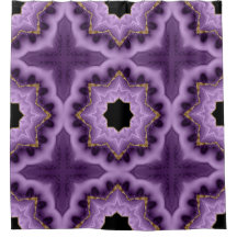 Unique rideau de douche Abstrait violet, or, noir