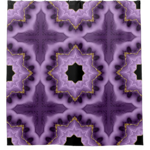 Unique rideau de douche Abstrait violet, or, noir
