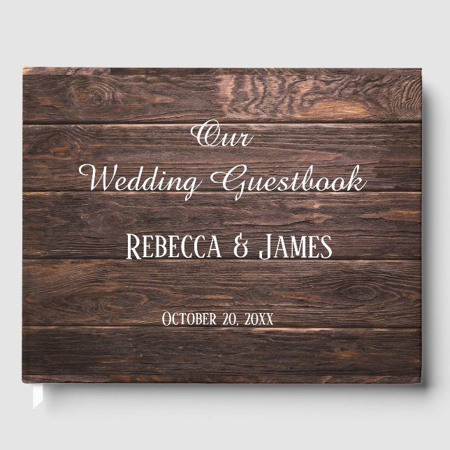 Unique Rustique Bois Calligraphie Mariage Livre d' (Recto)