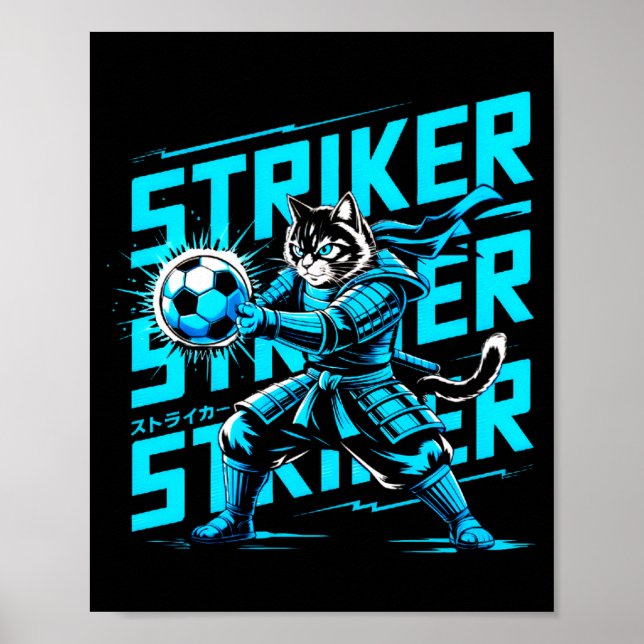 Unique Samurai Cat For Soccer Fans Cat Lovers T Sh Poster (Vorne)