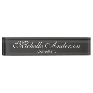 Unique Script Gray Consultant Desk Namplate Namensplakette