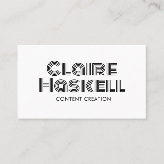 Unique Script Social Media Icons Minimal BW Edgy Visitenkarte (Vorderseite)