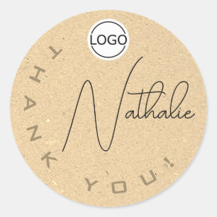 Unique Signature Cream Kraft Paper Danke Logo Runder Aufkleber