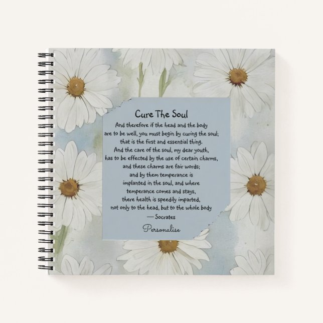 Unique Sokrates Soul Health Quote Daisy Journal Notizbuch (Vorderseite)