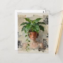 Unique Surreal Flower Pot Woman Postkarte