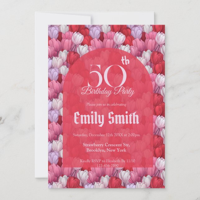 Unique Tulip Luxury 80Th Birthday Einladung (Vorderseite)