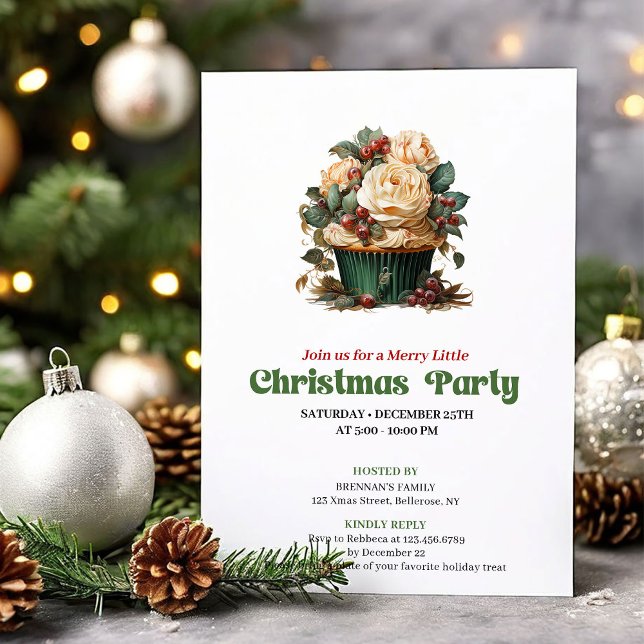 Unique vintage Christmas muffin party invitation Einladung (Unique vintage Christmas angel party invitation

)