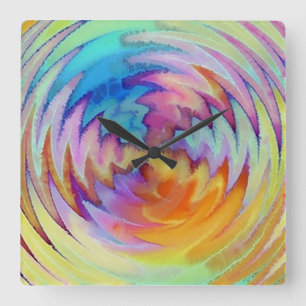 Unique Watercolor Wall Clock Quadratische Wanduhr