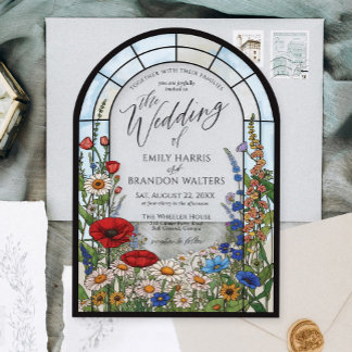 Unique Wildflower Stained Glass Arch Wedding Acryleinladungen