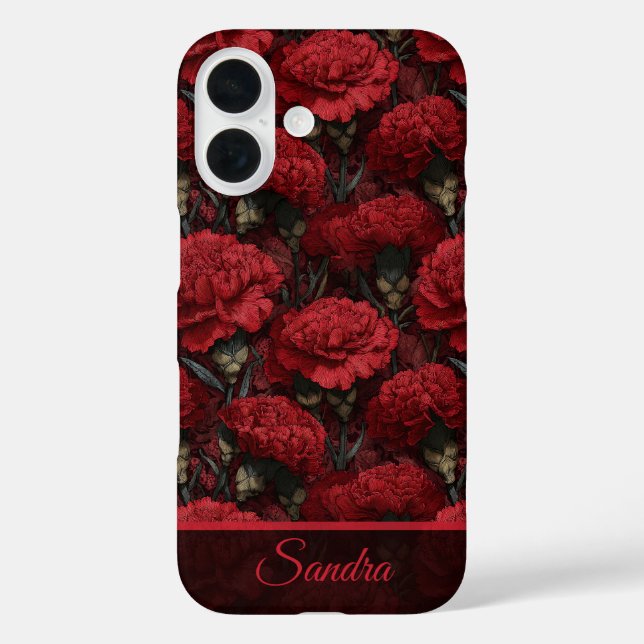 Unique Women Gift Carnation Custom iPhone 16 Hülle (Rückseite)