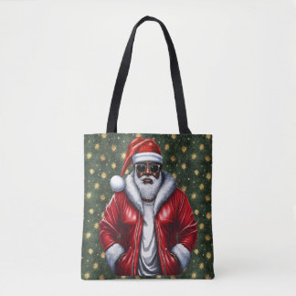 Uniquely Black Santa Large Shoulder Tote Tasche