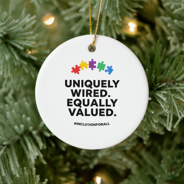Uniquely Wired Equally Valued Awareness Art Keramik Ornament (Baum)