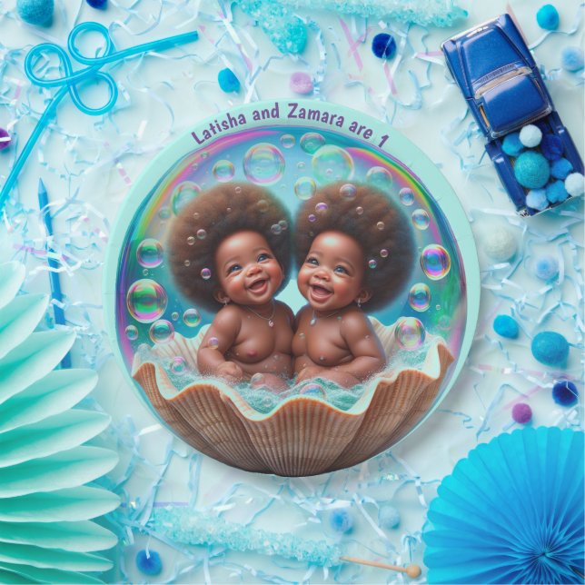 Unisex African Twin Baby Pappteller (Party)
