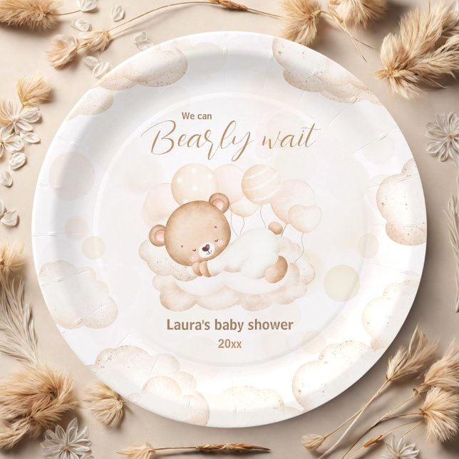 Unisex Baby Duschpapier Teller warten (We Can Bearly Wait Unisex Baby Shower Paper Plates)