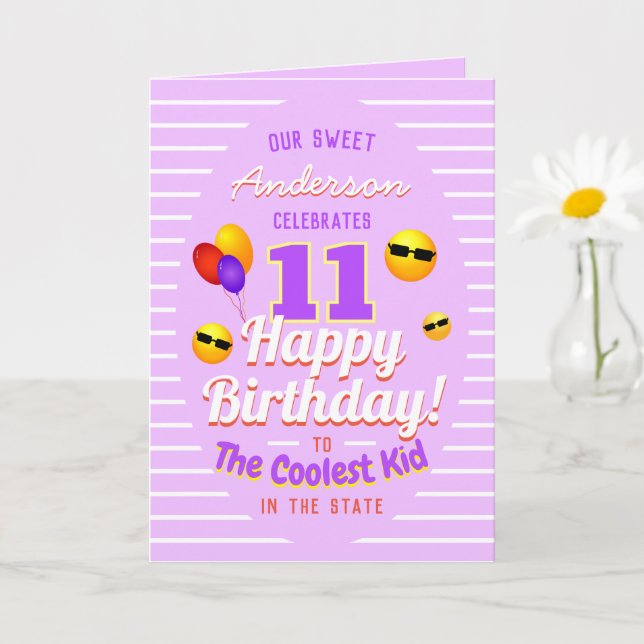 Unisex Cooles Kind mit Sun Emojis Balloons Geburts Karte (Kleine Pflanze)