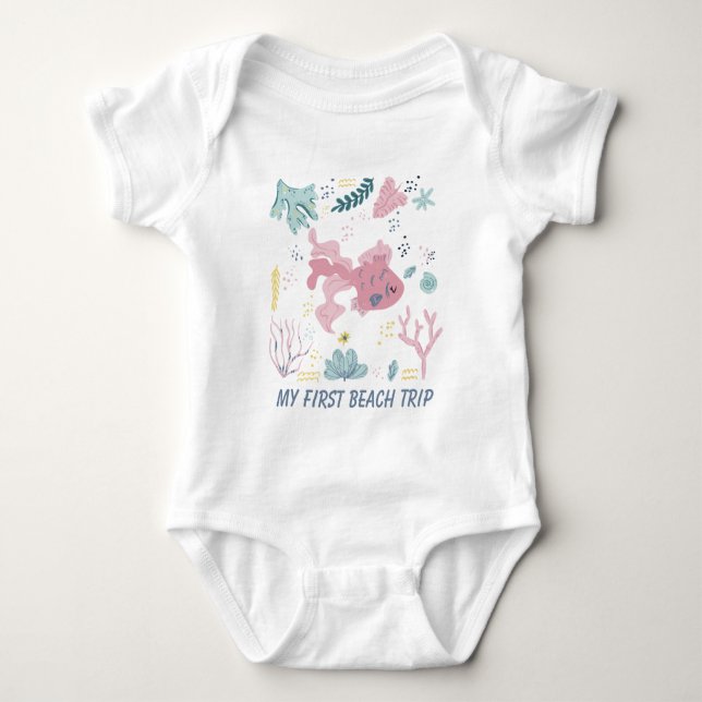 Unisex erste Beachtrip Baby Bodysuit Baby Strampler (Vorderseite)