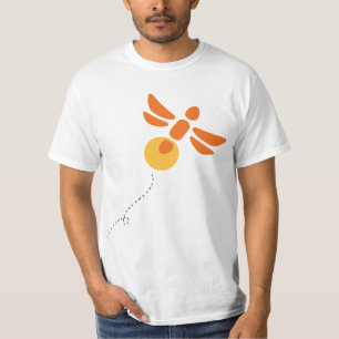 (Unisex) Grauer T - Shirt mit orangefarbenem Bug