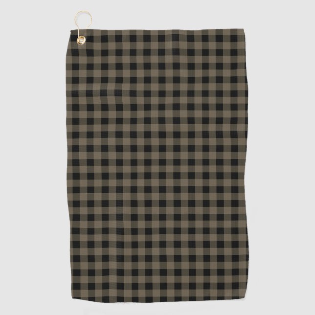 Unisex Grey Black Kariert Checkered Buffalo Muster Golfhandtuch (Vorderseite)