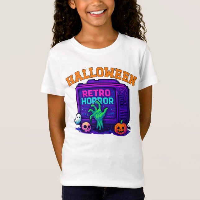 Unisex Halloween Pixel Apparel Retro männliche wei T-Shirt (Vorderseite)