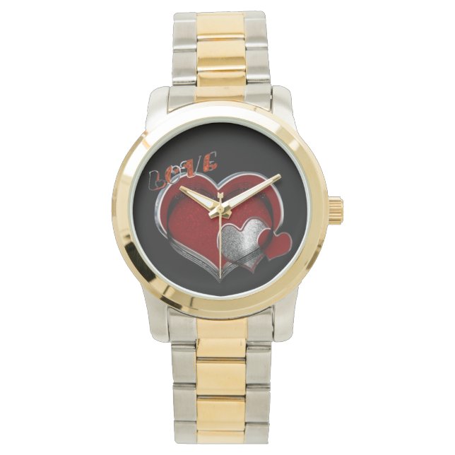 Unisex Heart Magic Oversized Zwei-Tone-Uhr Armbanduhr (Vorderseite)
