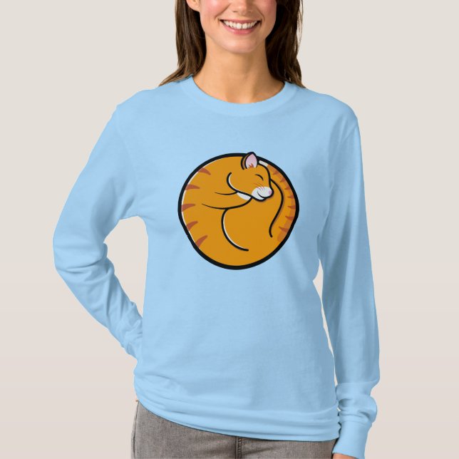 Unisex Lazy Cat Days Long Sleeve Light Blue T-Shir T-Shirt (Vorderseite)