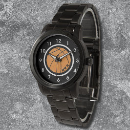 Unisex Monogram Basketball Schwarzes Armband Armbanduhr