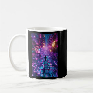 Unisex Neon Lila urbanes Maze - Dystopische Stadt Kaffeetasse