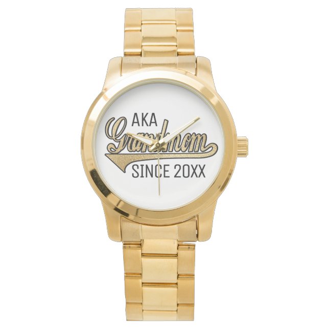 Unisex Oversified Gold Bracelet Watch Großmutter Armbanduhr (Vorderseite)