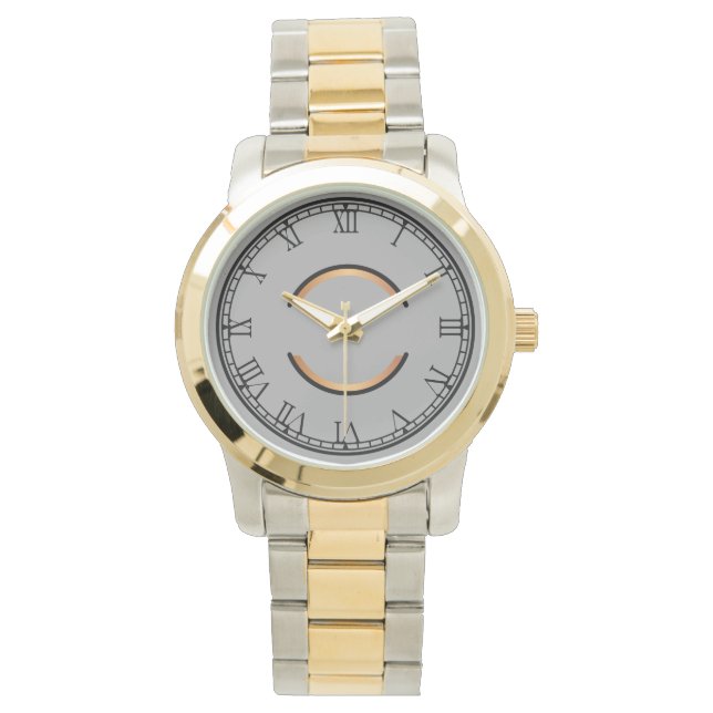 Unisex Oversifizierter Zwei-Tone-Monogramm Armbanduhr (Vorderseite)