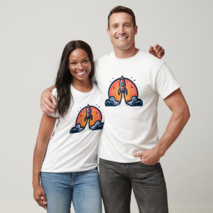 Unisex Rocket Launch Blast Sun Star farbiges Logo T-Shirt