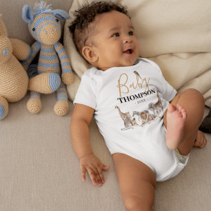 Unisex Safari Animal Baby Ankündigung Strampler