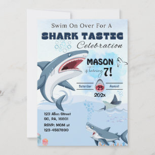 UNISEX SHARK TASTIC ANNIVERSAIRE FÊTE Invitation