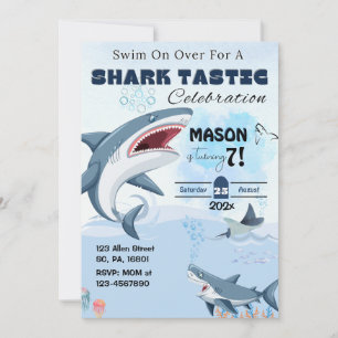 UNISEX SHARK TASTIC ANNIVERSAIRE FÊTE Invitation
