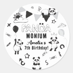 Unisex Spaß Panda-Monium Kindergeburtstagsfeier Runder Aufkleber
