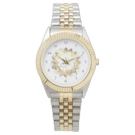 *~* Unisex Two Tone Om Om Sepia Lotus Mandela Armbanduhr