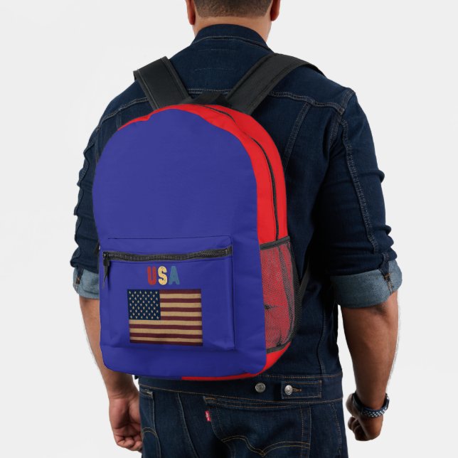Unisex USA American Flag Retro  Bedruckter Rucksack (Insitu (Modell))