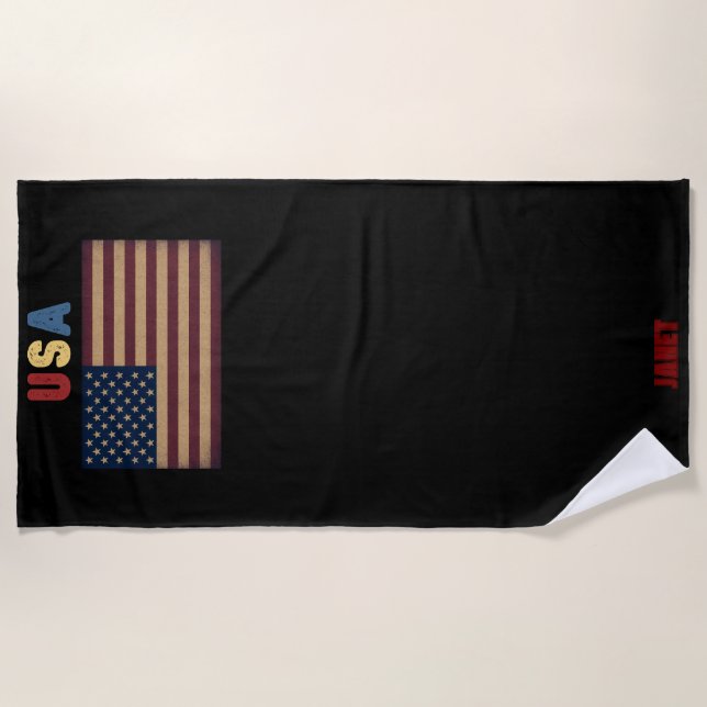 Unisex USA American Flag Retro  Strandtuch (Vorderseite)