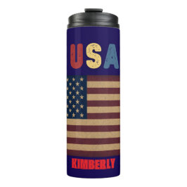Unisex USA American Flag Retro Vibe Thermosbecher
