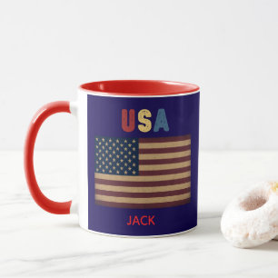 Unisex USA-Amerikanische Flagge Retro-Vibe Tasse