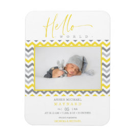 Unisex Yellow Grey Zigzag Hello World Magnet