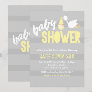 Unisexe, invitation de baby shower de cigogne