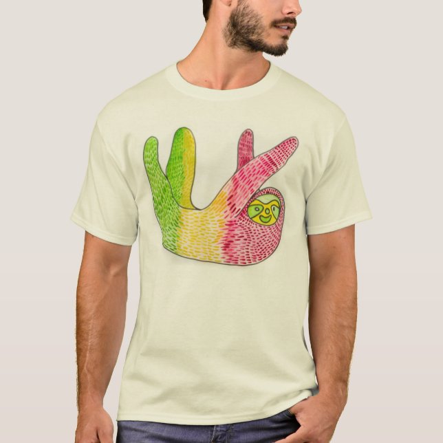 UnisexRasta Sloth-Shirt auf Bio T durch Megaflora T-Shirt (Vorderseite)