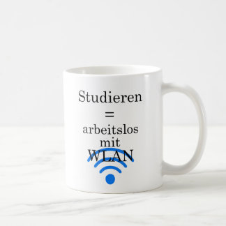 Unispruch "arbeitslos mit WLAN" Studenten Kaffeetasse