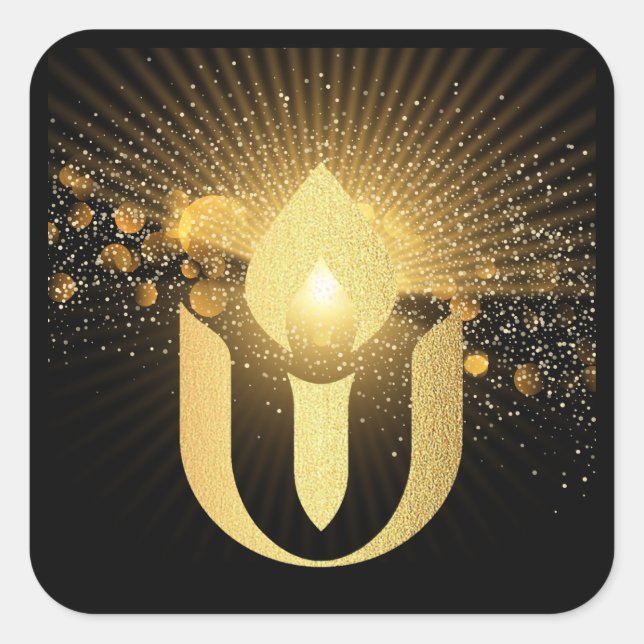 Unitäre Universalismus Gold Glühwürmchen Quadratischer Aufkleber (Vorderseite)