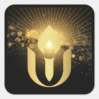 Unitäre Universalismus Gold Glühwürmchen Quadratischer Aufkleber