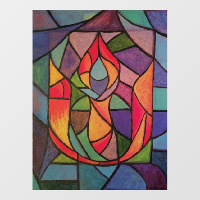 Unitarist, Universalist Chalice, gefestigtes Glas Fensteraufkleber (Blatt)